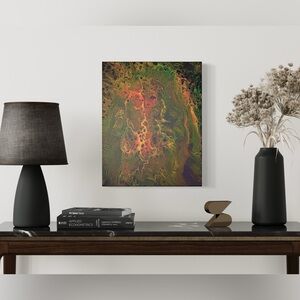Abstract Acrylic Pouring Art bright colorful 16” x 20”
